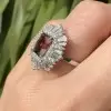 3.7ct Vintage Emerald Cut Watermelon Tourmaline Engagement Ring