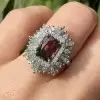 3.7ct Vintage Emerald Cut Watermelon Tourmaline Engagement Ring