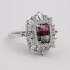 3.7ct Vintage Emerald Cut Watermelon Tourmaline Engagement Ring