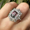 3.7ct Vintage Emerald Cut Watermelon Tourmaline Engagement Ring