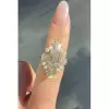 3.8ct Vintage Emerald Cut White sapphire Engagement Ring