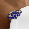 Round Cut Tanzanite Blue sapphire Cluster Ring