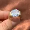 9.5ct Asscher Cut White Sapphire Engagement Ring