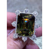14ct Emerald Cut Yellow-Green Tourmaline Cocktail Ring
