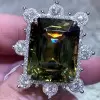 14ct Emerald Cut Yellow-Green Tourmaline Cocktail Ring