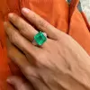 9.5ct Asscher Cut Emerald Art-deco Engagement Ring