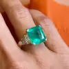 9.5ct Asscher Cut Emerald Art-deco Engagement Ring
