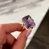 14ct Emerald Cut Amethyst Halo Cocktail Ring