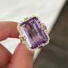 14ct Emerald Cut Amethyst Halo Cocktail Ring