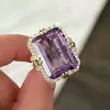 14ct Emerald Cut Amethyst Halo Cocktail Ring