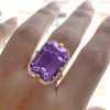14ct Emerald Cut Amethyst Halo Cocktail Ring