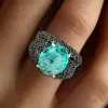 8.2ct Oval Cut Mint Green Paved Cocktail Ring