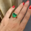 7.8ct Heart Cut Emerald Engagement Ring