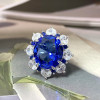 12ct Oval Cut Blue Sapphire Halo Cocktail Ring