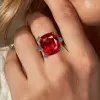 10ct Cushion Cut Garnet Paved Black Sapphire Engagement Ring