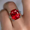 10ct Cushion Cut Garnet Paved Black Sapphire Engagement Ring