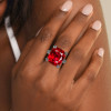 10ct Cushion Cut Garnet Paved Black Sapphire Engagement Ring
