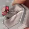 10ct Cushion Cut Garnet Paved Black Sapphire Engagement Ring