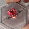 10ct Cushion Cut Garnet Paved Black Sapphire Engagement Ring