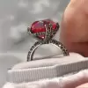 10ct Cushion Cut Garnet Paved Black Sapphire Engagement Ring