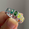 10ctw Radiant Cut Multicolor Sapphire Rainbow Eternity Ring