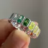 10ctw Radiant Cut Multicolor Sapphire Rainbow Eternity Ring