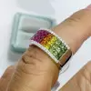 5ctw Princess Cut Three Row Rainbow Wedding Band