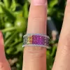 5ctw Princess Cut Three Row Rainbow Wedding Band