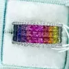5ctw Princess Cut Three Row Rainbow Wedding Band