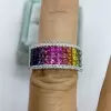 5ctw Princess Cut Three Row Rainbow Wedding Band