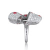 Ruby and White Sapphire Paved Bowknot Cocktail Ring