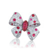 Ruby and White Sapphire Paved Bowknot Cocktail Ring