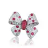 Ruby and White Sapphire Paved Bowknot Cocktail Ring