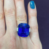 12ct Cushion Cut Sapphire Paved Engagement Ring