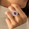 6.5ct Cushion Cut Ruby Paved Wedding Ring Set