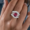 6.5ct Cushion Cut Ruby Paved Wedding Ring Set