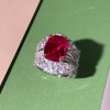 6.5ct Cushion Cut Ruby Paved Wedding Ring Set