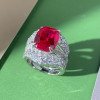 6.5ct Cushion Cut Ruby Paved Wedding Ring Set