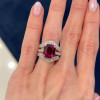 6.5ct Cushion Cut Ruby Paved Wedding Ring Set