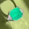 12ct Asscher Cut Emerald Vintage Cocktail Ring