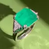 12ct Asscher Cut Emerald Vintage Cocktail Ring