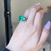 12ct Asscher Cut Emerald Vintage Cocktail Ring