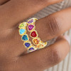 9ctw Heart Cut Multicolor Sapphire Rainbow Eternity Ring