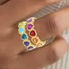 9ctw Heart Cut Multicolor Sapphire Rainbow Eternity Ring
