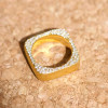 Paved White Sapphire Matte Square Wedding Band