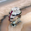 3.5ct Cushion Cut White Sapphire Art-deco Cocktail Ring