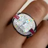 3.5ct Cushion Cut White Sapphire Art-deco Cocktail Ring