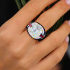 3.5ct Cushion Cut White Sapphire Art-deco Cocktail Ring