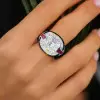 3.5ct Cushion Cut White Sapphire Art-deco Cocktail Ring