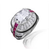 3.5ct Cushion Cut White Sapphire Art-deco Cocktail Ring